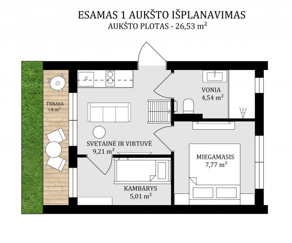2d esmas 1 aukstas
